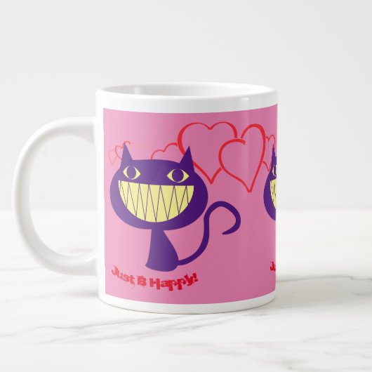 幸せな猫  ジャンボコーヒーマグカップ (左)
