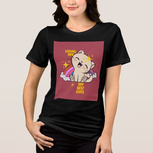 幸せな猫 トライブレンドTシャツ (正面)
