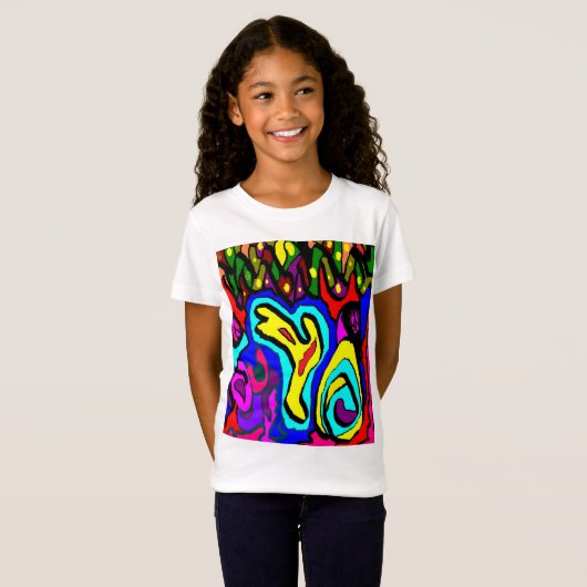 幸せな甘いアートの装飾の明るい色子供へ Tシャツ (正面フル)