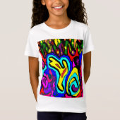 幸せな甘いアートの装飾の明るい色子供へ Tシャツ (正面)