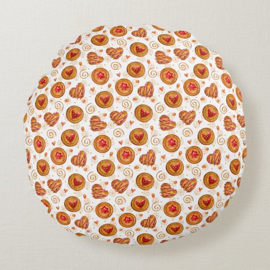 幸せな甘い喜び祝:クッキーデーとデ ラウンドクッション (正面)