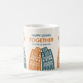 幸せな生活と都市との新しいアドレスカード コーヒーマグカップ (中央)
