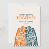 幸せな生活と都市との新しいアドレスカード 招待状 (正面)