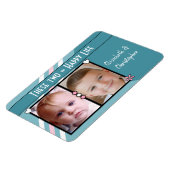 幸せな生活2つの写真と名前を追加ターコイズピンク マグネット (左側)