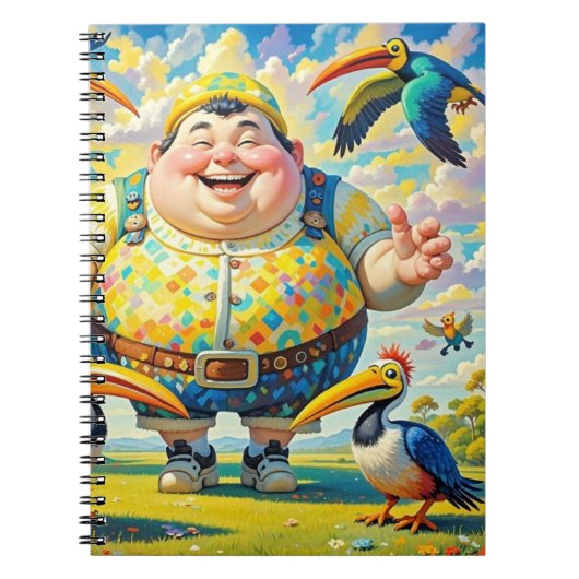 幸せな男の周りを鳥が飛んでいる ノートブック (正面)