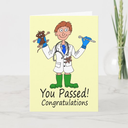 幸せな男性が医療試験カードに合格 カード (正面)