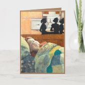 幸せな病気の女気にの子が病気で寝る カード (正面)