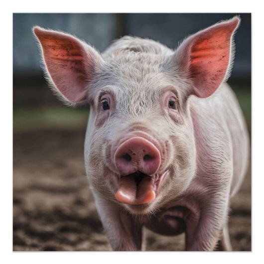 幸せな白い豚の舌が突き刺す ポスター (正面)