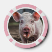 幸せな白い豚の舌が突き刺す ポーカーチップ (裏面)