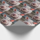 幸せな白い豚の舌が突き刺す ラッピングペーパー (角)