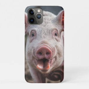 幸せな白い豚の舌が突き刺す iPhone 11 PROケース