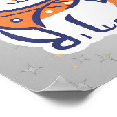 幸せな白とピンクのタキシード猫のステッカー ポスター (角)