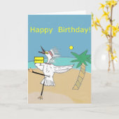 幸せな白鷺 -- ハッピーバースデーカード カード (黄色い花)