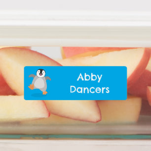 幸せな皇帝ペンギンのシックな漫画パーソナライズされた ラベル