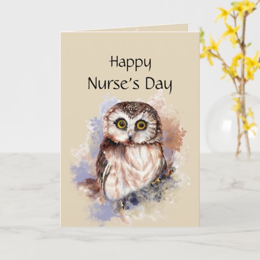 幸せな看護婦の日のおもしろいのナースは夜型の人です カード (黄色い花)