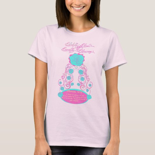 幸せな祝福と花開く - ほほ染まる薔薇 Tシャツ (正面)