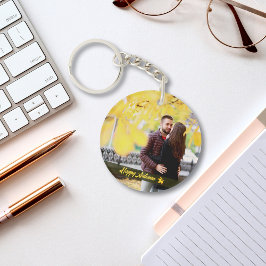 幸せな秋のカップル写真キーチェーン キーホルダー