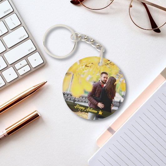 幸せな秋のカップル写真キーチェーン キーホルダー