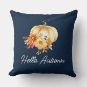 幸せな秋のネイビーブルー感謝祭秋 クッション (正面)