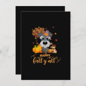 幸せな秋のヤルシュナウザー犬感謝祭 サンキューカード (正面/裏面)