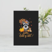 幸せな秋のヤルシュナウザー犬感謝祭 サンキューカード (スタンド正面)