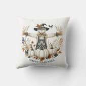 幸せな秋の全てかかしと秋の葉 クッション (裏面)