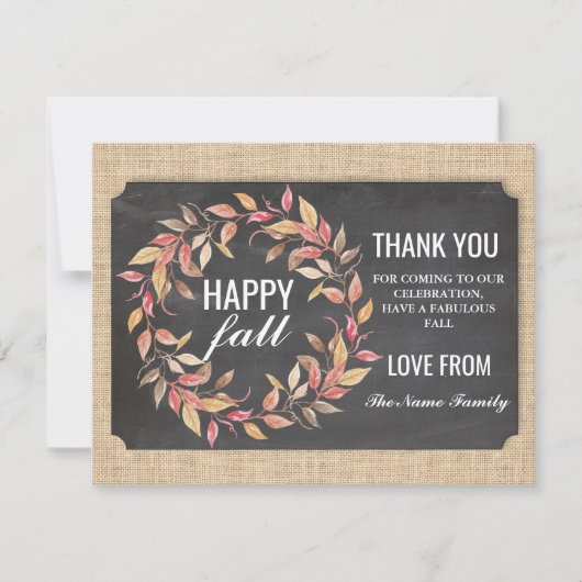幸せな秋の収穫のフェスティバルのサンキューカードのチョーク サンキューカード (正面)