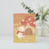 幸せな秋の日とマウス ポストカード (スタンド正面)