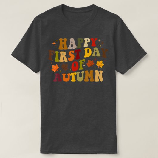 幸せな秋の最初の日、かわいい秋秋 Tシャツ (デザイン正面)