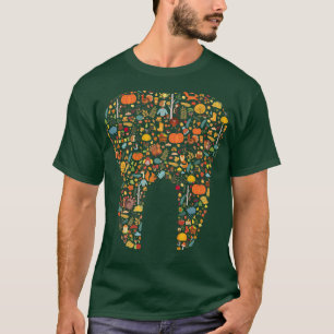幸せな秋の秋歯おもしろい、かわいい歯医者クルー Tシャツ