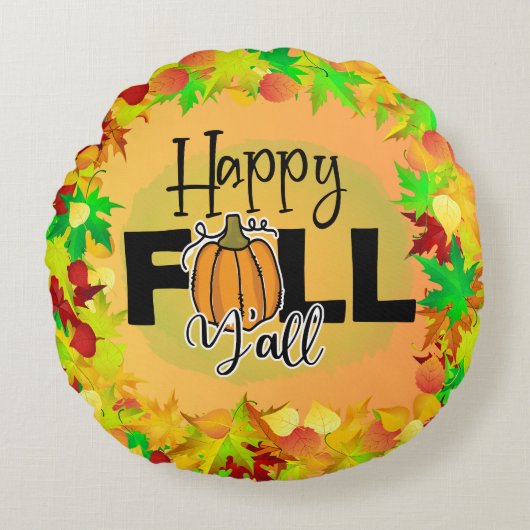 幸せな秋や秋の収穫感謝祭の愛 ラウンドクッション (正面)
