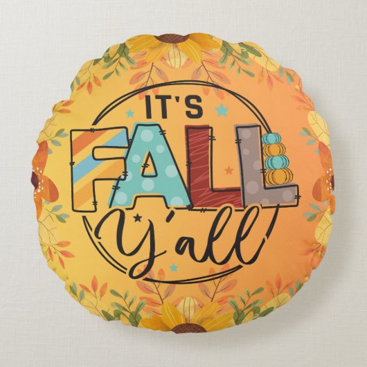 幸せな秋や秋の収穫感謝祭の愛 ラウンドクッション (正面)