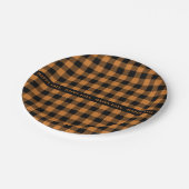 幸せな秋オレンジ色の黒いパターン ペーパープレート (アングル)