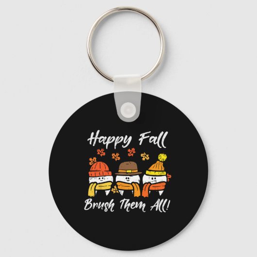 幸せな秋ブラシ彼らすべての歯感謝感謝天 キーホルダー (正面)