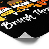 幸せな秋ブラシ彼らすべての歯感謝感謝天 ポスター (角)