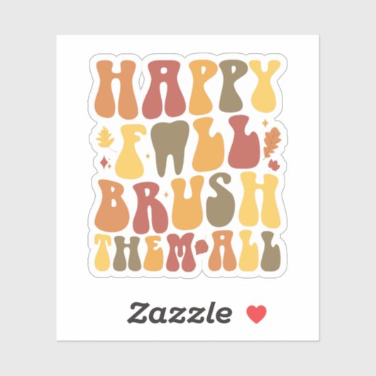 幸せな秋ブラシ彼らすべての歯科医の感謝祭 シール (シート)