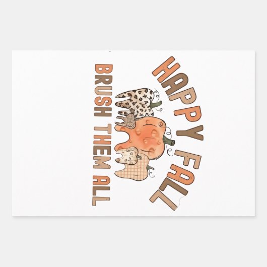 幸せな秋ブラシ彼らすべての歯科歯科歯科用歯歯 ラッピングペーパーシート (正面)