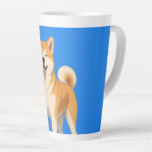 幸せな秋田犬デザイン カフェラテマグ (右アングル)