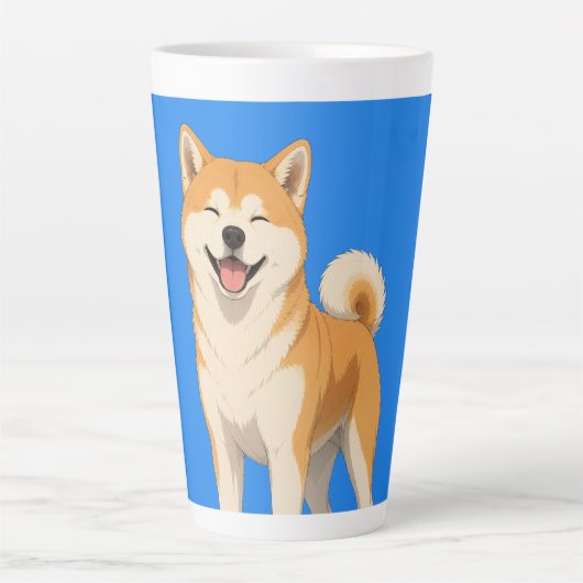 幸せな秋田犬デザイン カフェラテマグ (正面)