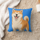 幸せな秋田犬デザイン クッション (ブランケット)