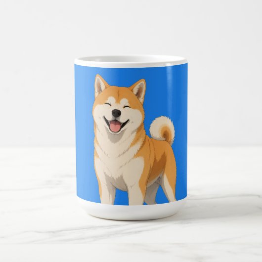 幸せな秋田犬デザイン コーヒーマグカップ (中央)