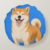 幸せな秋田犬デザイン ラウンドクッション (裏面)