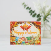 幸せな秋。イラストレーション.季節カード。 ポストカード (スタンド正面)