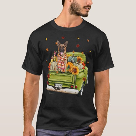 幸せな秋Y'allドイツ羊飼い犬トラックポンプ Tシャツ (正面)