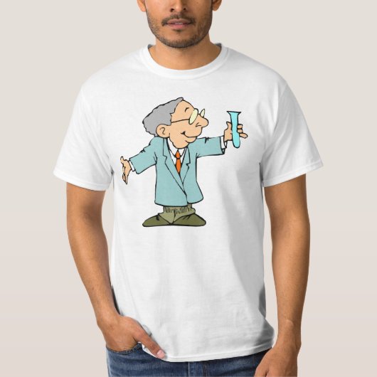 幸せな科学者の化学者の漫画 Tシャツ (正面)