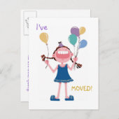 幸せな笑う女の子の転居先 案内ポストカード (正面/裏面)