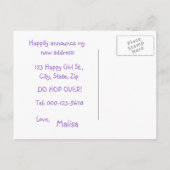 幸せな笑う女の子の転居先 案内ポストカード (裏面)