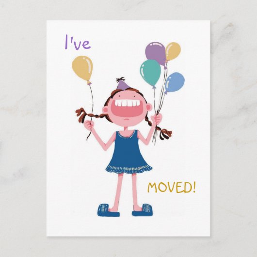 幸せな笑う女の子の転居先 案内ポストカード (正面)