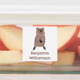 幸せな笑顔かわいいクッカアニメパーソナライズされた ラベル