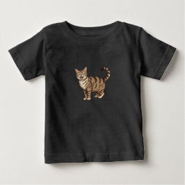 幸せな笑顔のキャラクタータビー猫アート ベビーTシャツ